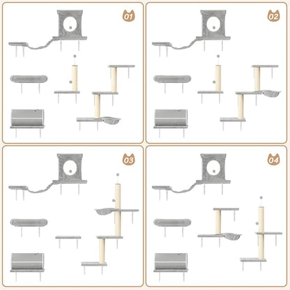NUNU LAB Cat Wall Shelves Set, Scratching Post, Wall Shelves - Image 2
