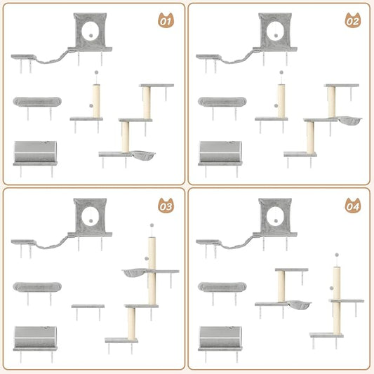 NUNU LAB Cat Wall Shelves Set, Scratching Post, Wall Shelves - Image 2