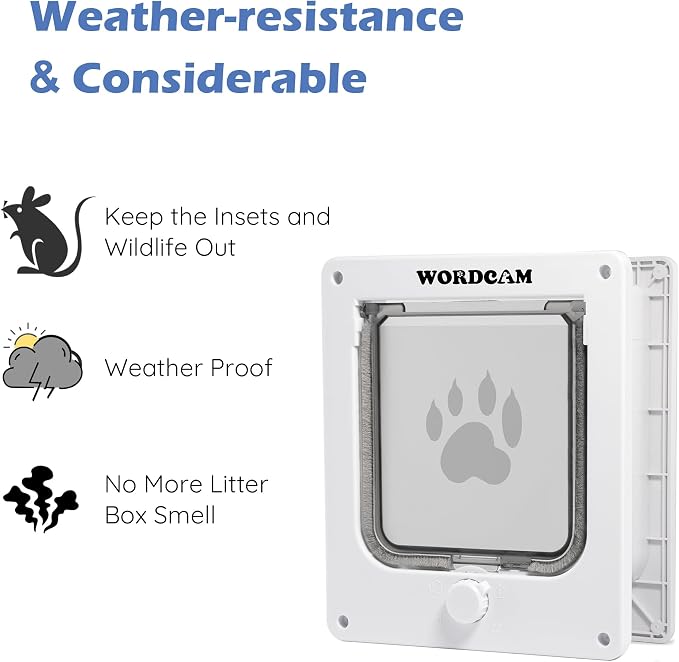 Wordcam Medium Cat Door Flap, 4 Way Locking Cat Door - Image 7