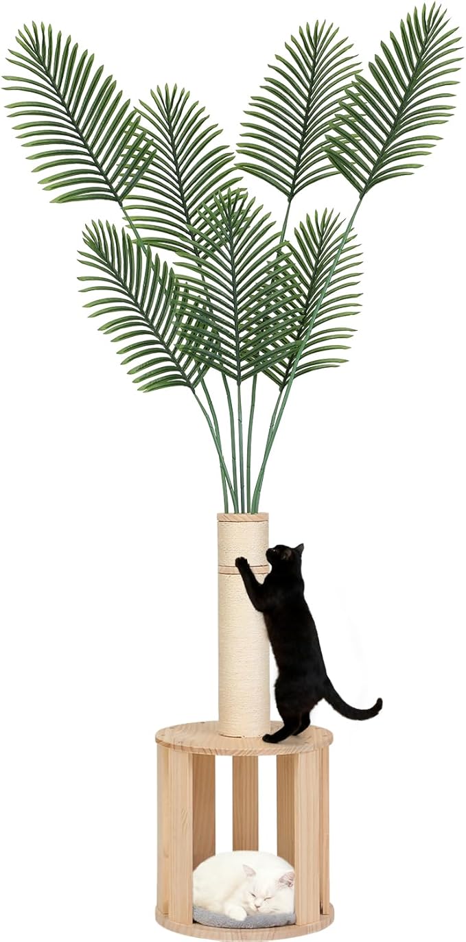 82.7'' Tall Modern Cat Tree for Indoor Cats, Artificial Areca Palm Tree Cat by EMUST