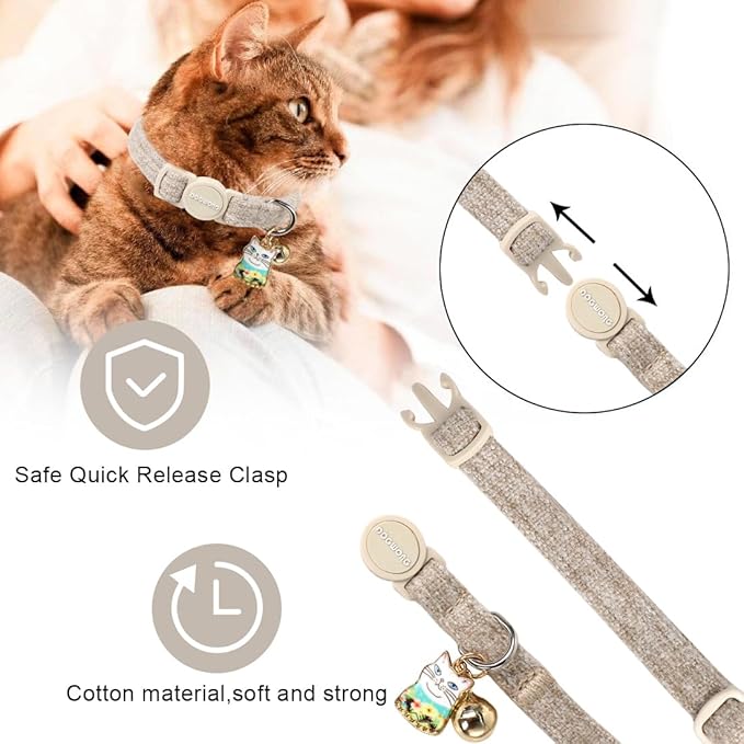 Cat Collar, 2 Pack White Hemp Cat Collars Breakaway - Image 4