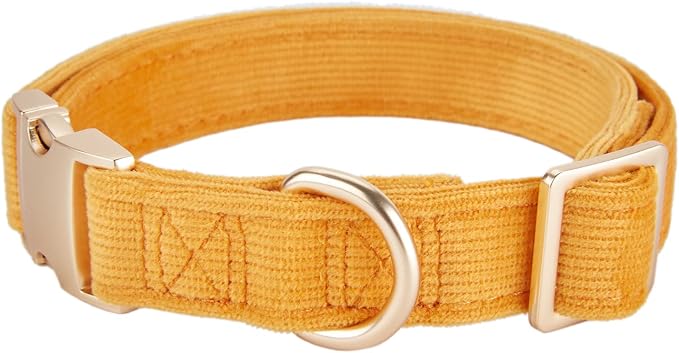 Soft Cotton Dog Collar with Metal Buckle Adjustable Heavy Duty Comfy Corduroy - Image 3