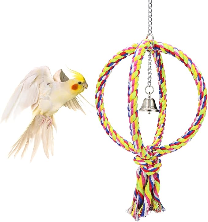 Litewoo Bird Swing Perch Stand Cotton Rope 2 Two Rings Toy by Litewoo