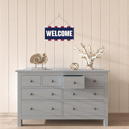 Welcome Sign for Front Door, Welcome Decor Wooden Hanging Sign, Patriotic - Image 5