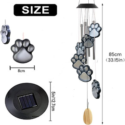 Paw Print Solar Wind Chimes for Outside, Color Changing Paw Prints Wind Chimes - Image 7