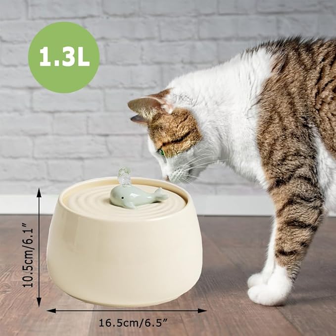 Ceramic Cat Water Fountain, 45oz/1.3L Ultra-Silent Automatic Pet Drinking Water - Image 3