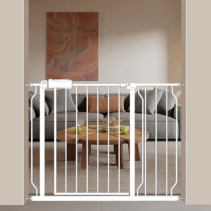 Extra Wide Baby Gate 38.5-43.5 Inch Walk Through Pressure Mounted No Drill by FlowerFrail