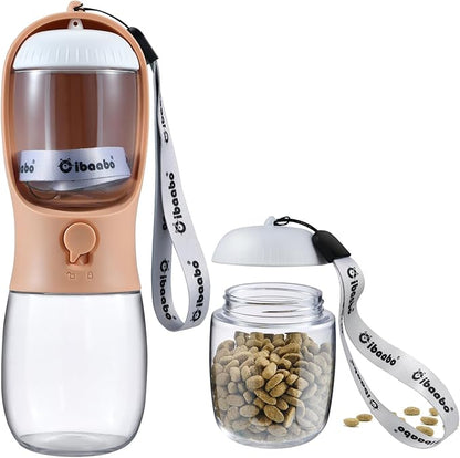 Dog Water Bottle with Food Container, Travel Puppy Water Bowl, Portable Pet by Cibaabo