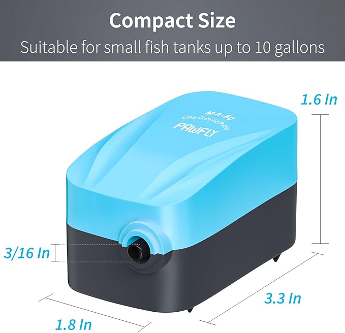 Pawfly Aquarium Compact Air Pump 15-40 GPH Quiet Oxygen Pump - Image 2