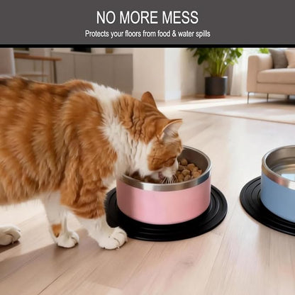 2 Pack Silicone Pet Food Mat, Small Rubber Mat - Image 2