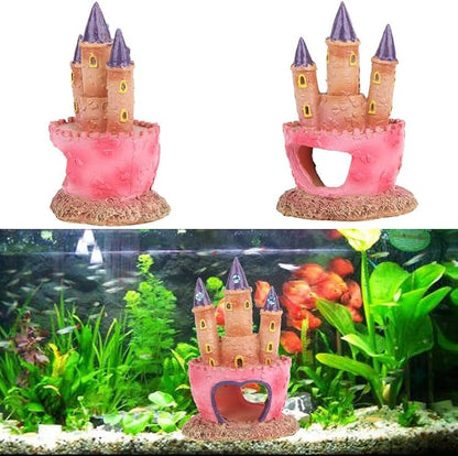 Fish Tank Decorations Pink Castle Aquarium Decorations Resin Fish Cave Hideouts - Image 5
