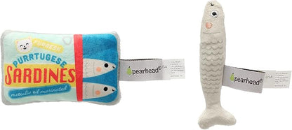 Pearhead Pet Sardines and Fish Plush and Crinkle Cat Toy Set, Includes Catnip by Pearhead