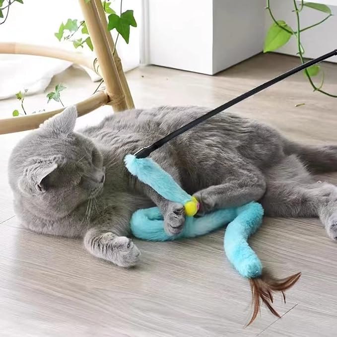 Cat Toys for Indoor Toys, Rainbow Cat Wand Toys, Feather Flips Plush Ball Cat - Image 6