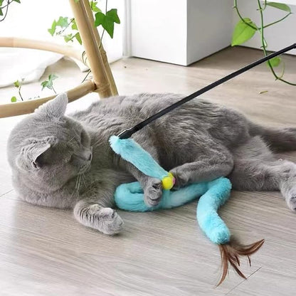 Cat Toys for Indoor Toys, Rainbow Cat Wand Toys, Feather Flips Plush Ball Cat - Image 6