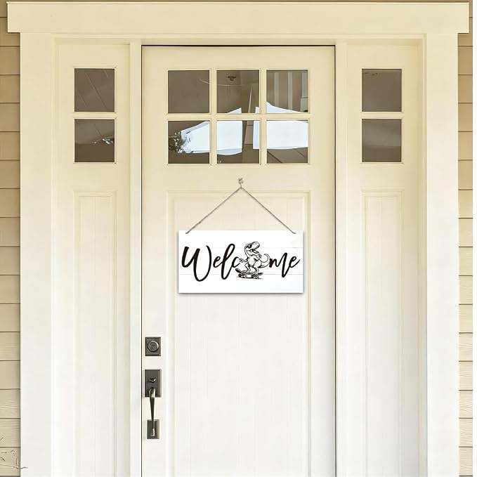 Welcome Sign for Front Door, Welcome Decor Wooden Hanging Sign, Fun and Trendy - Image 4