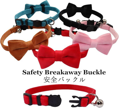 Cat Collar Breakaway with Bell and Removable Bow Tie Safety Buckle Velvet - Image 5