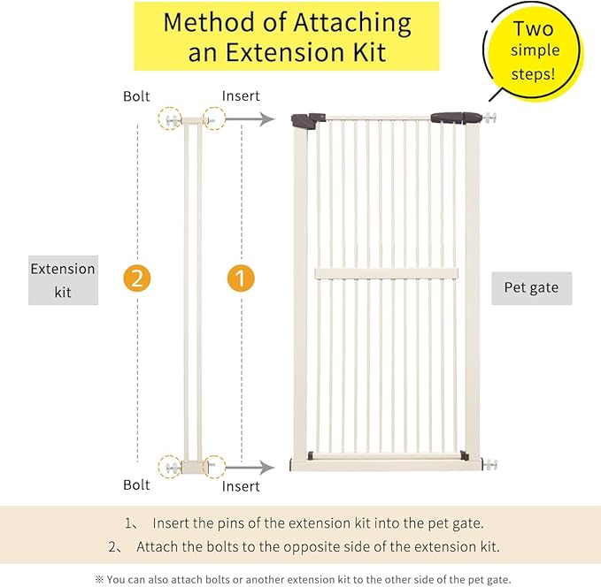 Lumizone Extra Tall Cat Gate Extension Kit 61.02" High Pressure Mounted 4.13" - Image 2