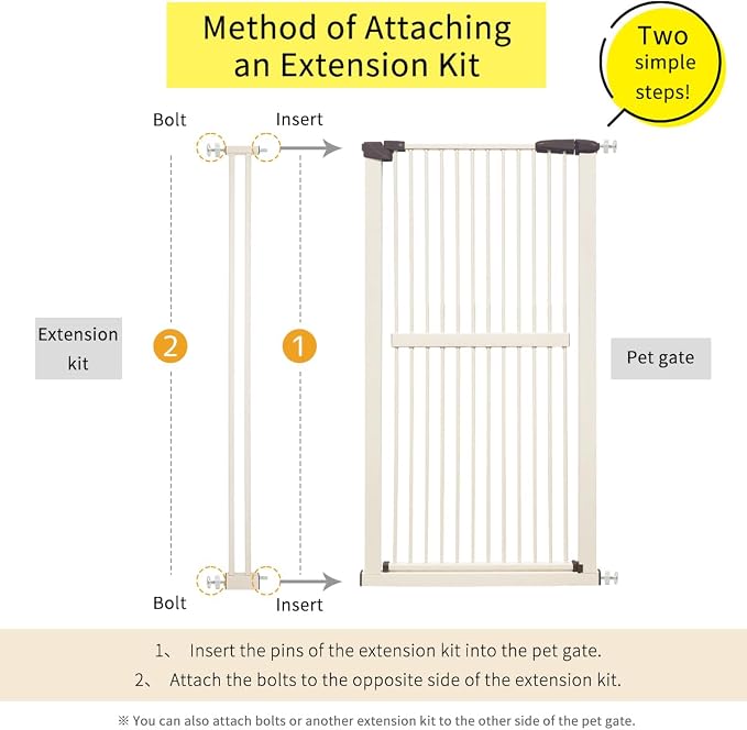 Lumizone Extra Tall Pet Gate 55.12" High Pressure Mounted 4.13" Wide Extension - Image 3