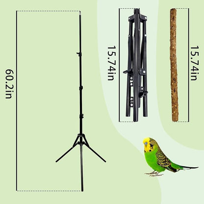 kathson 28-60inches Height Adjustable Bird Perch, Pepperwood Parrot Perch Stand - Image 2