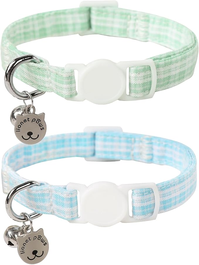 Lionet Paws 2pcs Pack Cotton Cat Collar, Breakaway Buckle by lionetpaws