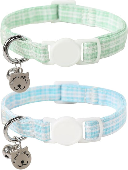 Lionet Paws 2pcs Pack Cotton Cat Collar, Breakaway Buckle by lionetpaws