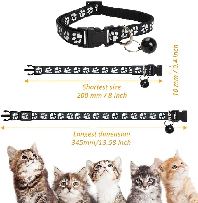 MJIYA Cat Collar with Bell, Breakaway Grid Collar with Plastic Buckle, Light - Image 2