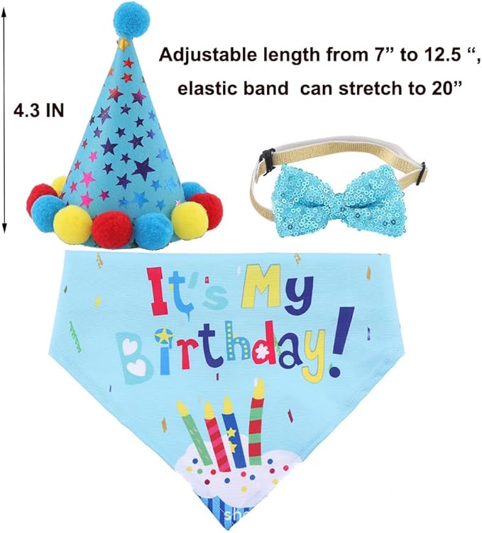 Dog Birthday Decorations, Puppy Birthday Party Outfits, Birthday Hat, Bow Tie - Image 6
