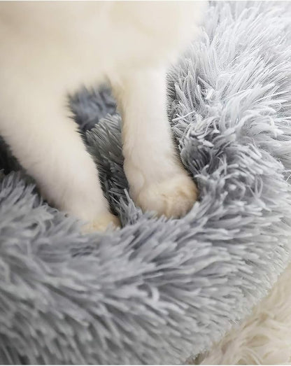 BODISEINT Faux Fur Dog Bed, Shag Round Anti-Anxiety Pet Calming Doughnut Cuddler - Image 7