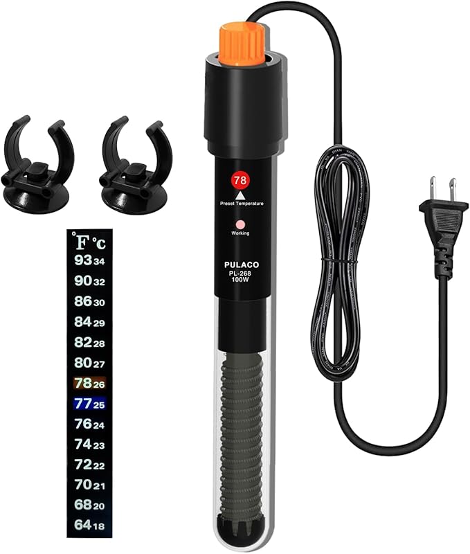 PULACO 100Watt Aquarium Heater for 15-25 Gallon Fish Tank, Adjustable by PULACO