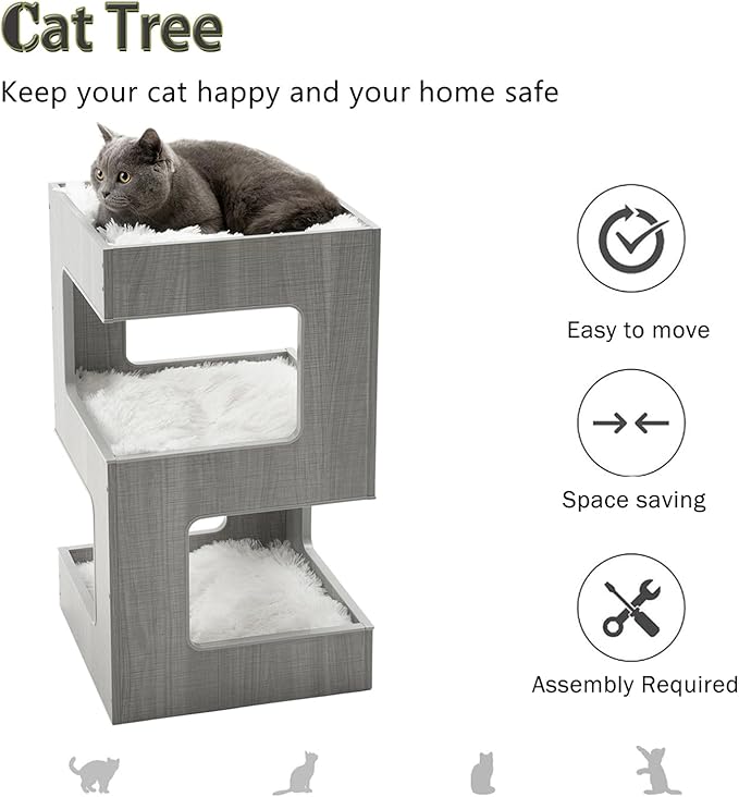 ACH Modern Cat Furniture Cat Tree Spacious Perch Multi-Level Cat Tower - Image 3