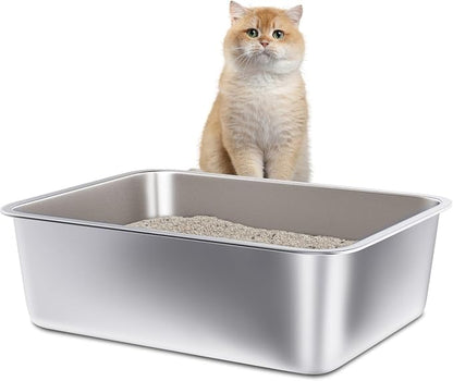 Stainless Steel Litter Box, Medium Metal Litter Box by Futam