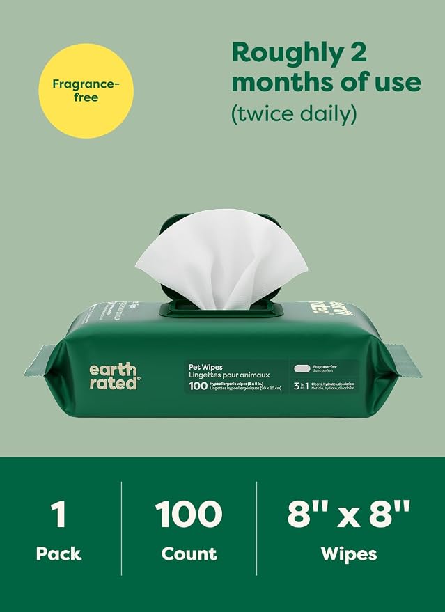 Earth Rated Pet Wipes for Dogs and Cats, Hypoallergenic, 3-in-1 Cleaning - Image 8