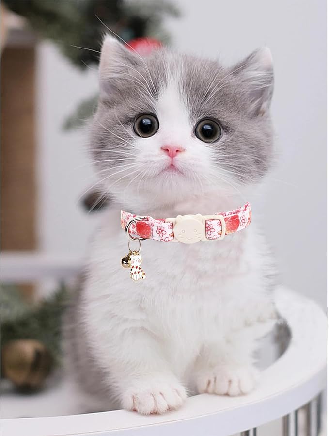 Cat Collar-2 Pack Cute Cat Collars Peach & Lemon Print Breakaway - Image 6