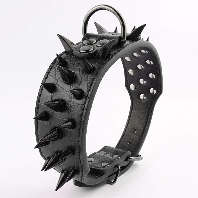 Serijoars Spiked Studded Dog Collar, PU Leather Dog Collar, Adjustable Pet - Image 3