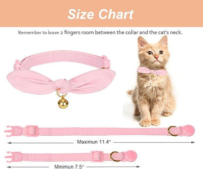 Bunny Ear Cat Collar with Bell and Bow Tie, Breakaway Cute Bowtie Kitten Collars - Image 8