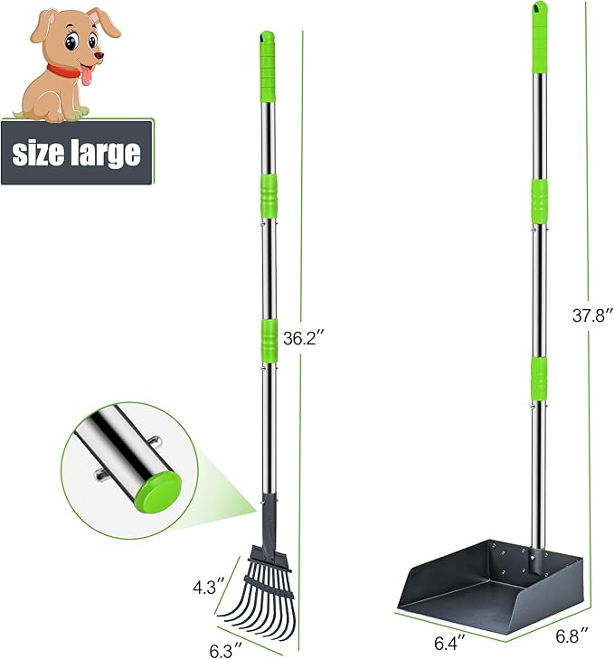 Niubya Pooper Scooper for Dogs, Metal Poop Scooper Tray and Rake Set - Image 4
