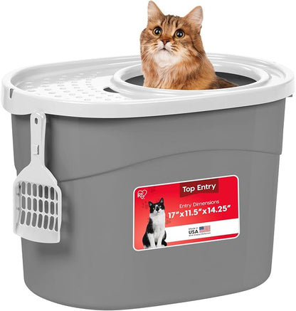 IRIS USA Top Entry Cat Litter Box, Large Enclosed by IRISUSA