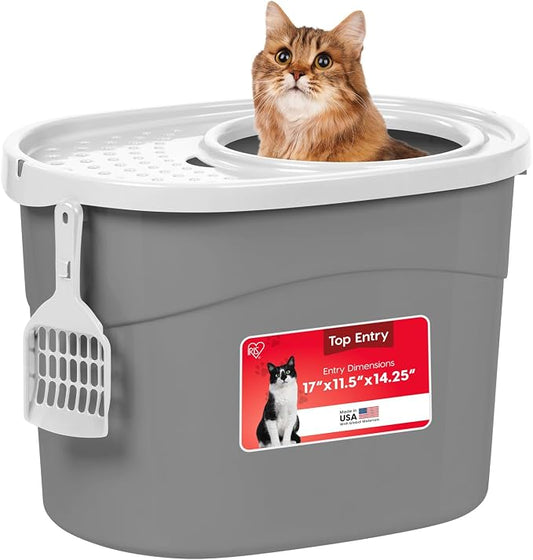 IRIS USA Top Entry Cat Litter Box, Large Enclosed by IRISUSA