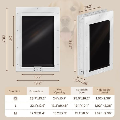 XL Dog Door for Door, Never Rust Plastic Extra Large Doggy Door for Interior - Image 7