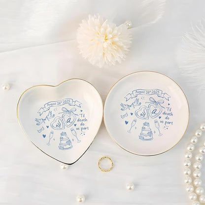 Personalized Ring Dish Engagement Gift, Engaged Ring Holder, Custom Wedding - Image 5