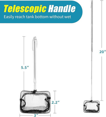 AQUANEAT Aquarium Net with Extendable Long Handle, Adjustable Wastes Skimming - Image 3