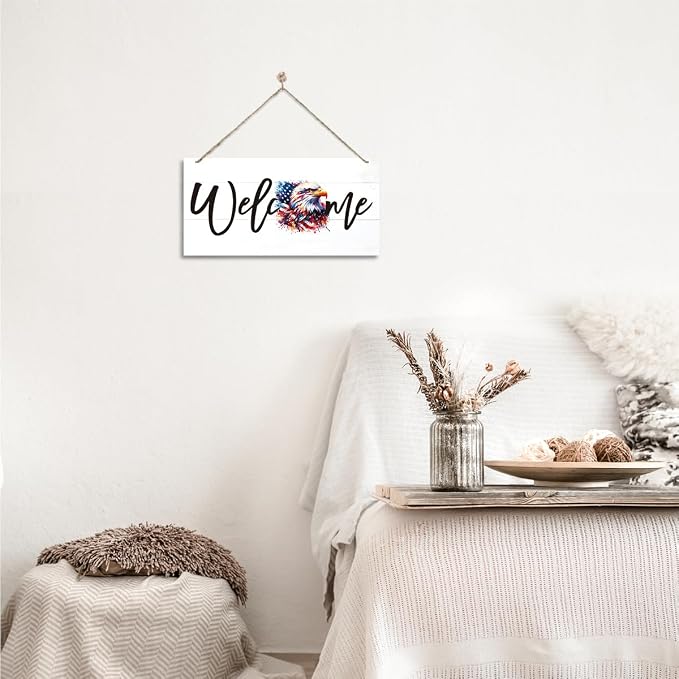 Welcome Sign for Front Door, Welcome Decor Wooden Hanging Sign for Wall Decor - Image 6