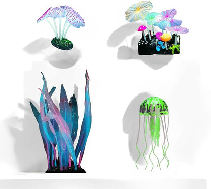 4-Pack Silicone Fluorescent Aquarium Plants & Decor - Image 4