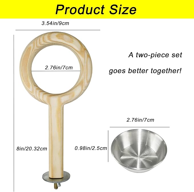 ASOCEA 2 Pack Bird Perch Feeding Cup, Bowls - Image 2