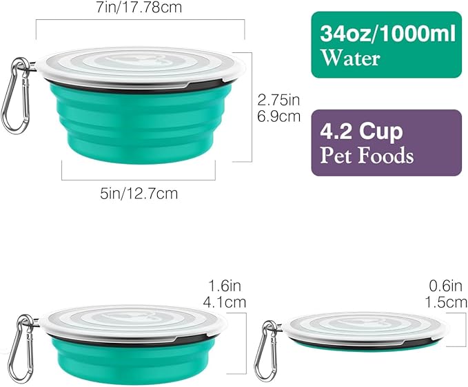 Pawaboo Collapsible Dog Bowls 2 Pack, Silicone Feeding Watering Bowls - Image 4