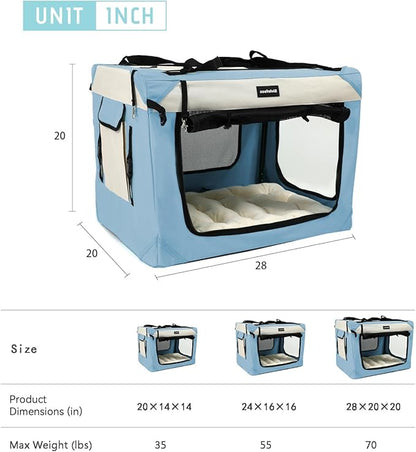 Collapsible Travel Dog Crate Portable Soft-Sided Pet Kennel Extra Large Cat - Image 6
