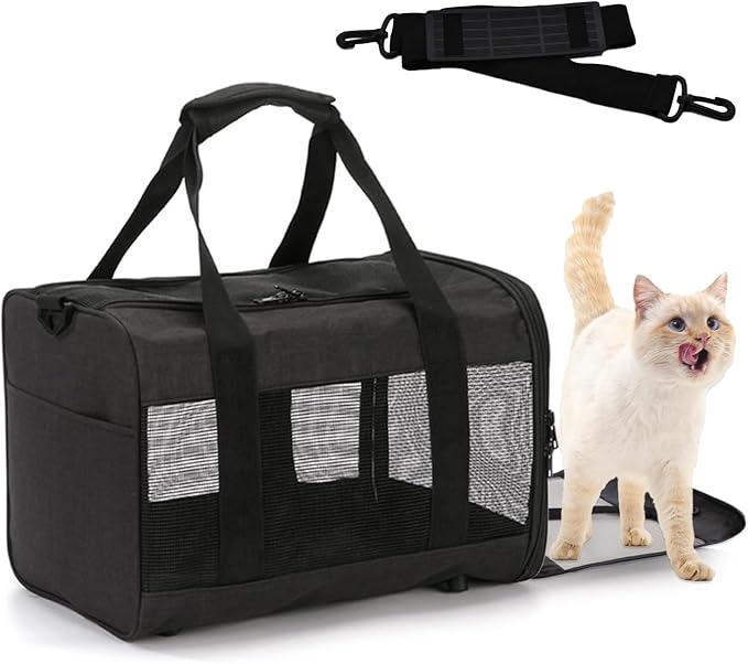 Travel Carrier for Cats, Cat Soft-Sided Carriers Ventilated Breathable Foldable by MUYG
