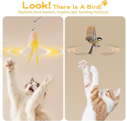 Pawaboo Feather Teaser Cat Toy, Interactive Feather Wand Cats Toy Flying - Image 4