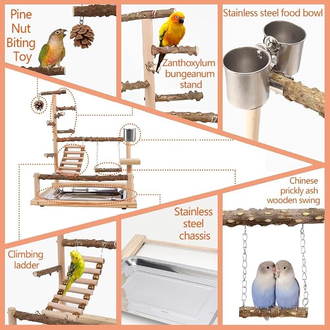 Bird Playground Parrot Playstand, Parrot Stand, Bird Wood Tall Standing Block - Image 4