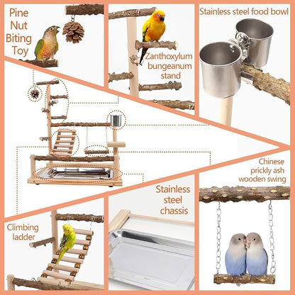Bird Playground Parrot Playstand, Parrot Stand, Bird Wood Tall Standing Block - Image 4